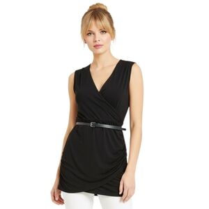 H&M Elegant Black Wrap Surplice Asymmetric top (Belt Not Included)